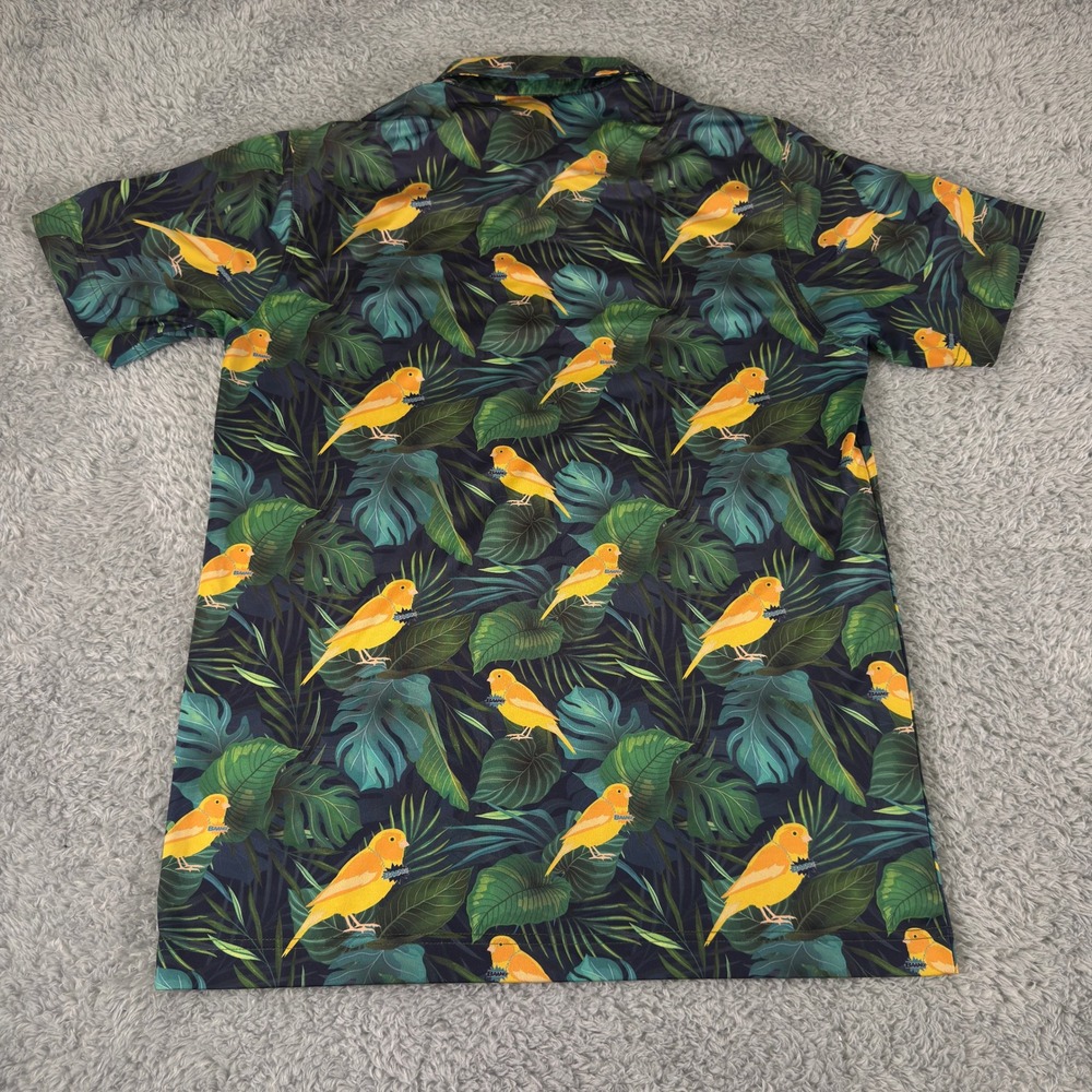 Waggle Mens Golf‎ Polo Shirt Medium Tropical Bird Leaf Performance Stretch - Picture 8 of 9